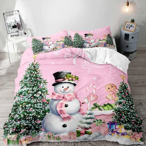 Miniatura 30 de LUVIVIHOME Juego de 3 Piezas de Funda de Edredón de Navidad Tamaño Queen, Juegos de Ropa de Cama, Funda de Edredón a Cuadros Búfalo Negro y Rojo