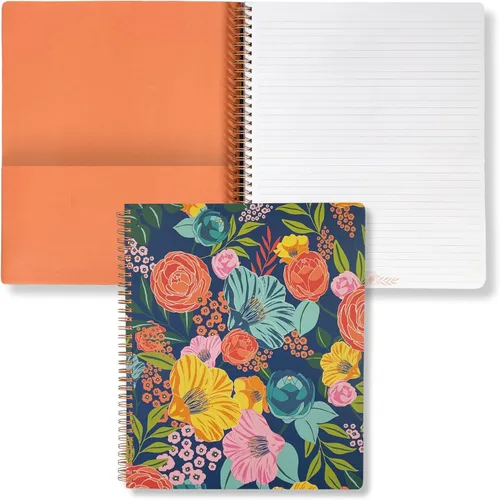 Miniatura 17 de Steel Mill & Co - Cuaderno de espiral grande con rayas universitarias, 11" x 9.5", tapa dura y 160 páginas forradas, diseño floral rosa