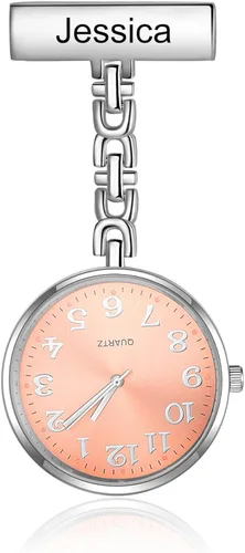 Relojes de enfermera para enfermeras, médicos, relojes de enfermería personalizados, con nombre grabado, pin de solapa en el reloj de enfermería,
