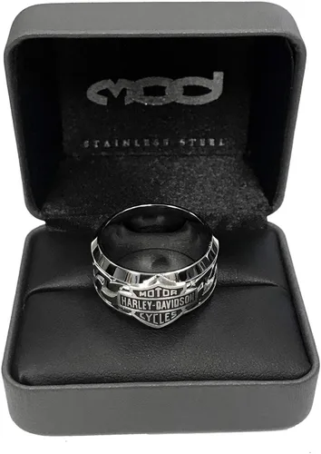 Miniatura 3 de Harley-Davidson Barra de cadena de acero inoxidable para hombre y escudo H-D Anillo HSR0031