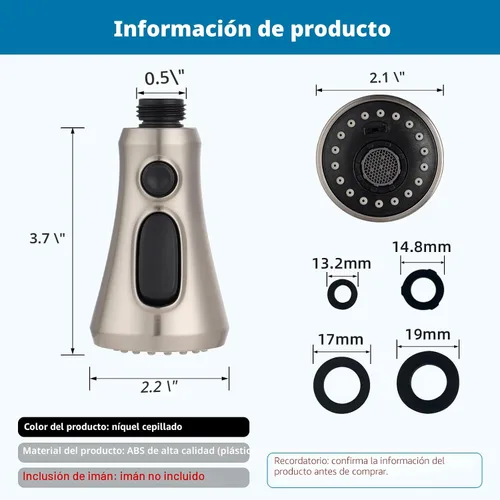 Miniatura 5 de Hibbent Reemplazo de cabezal de grifo de cocina extraíble, boquilla rociadora de fregadero de 3 funciones certificada por NSF/ANSI/CAN 61 y CUPC