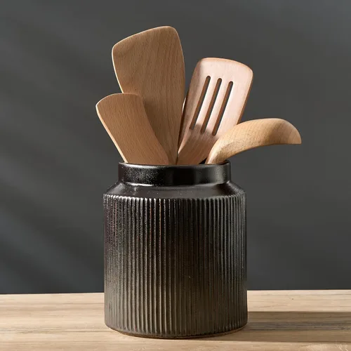 Miniatura 12 de JIEMEI HOME Soporte para Utensilios de Cocina, Recipiente de Cerámica Grande Estable de 7.2" para Utensilios de Encimera, Organizador de Utensilios