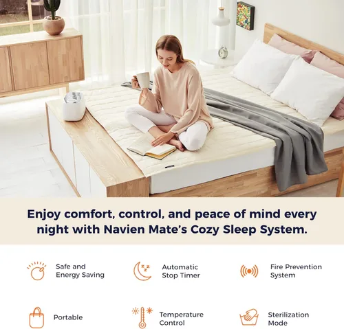 Miniatura 3 de Navien Mate EQM 350 - Cubrecolchón cálido Baja radiación, control de doble temperatura Plegable y duradero Calentador de cama ecológico