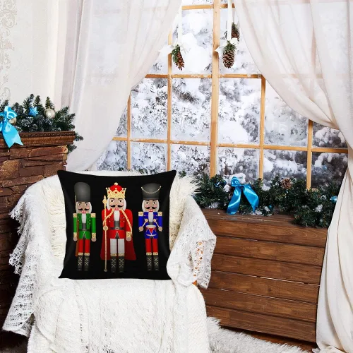 Miniatura 2 de Funda de almohada de cascanueces de dibujos animados de Navidad, decoración del hogar, funda de cojín cuadrada para sofá cama, funda de almohada