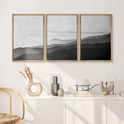 Miniatura 207 de SIGNWIN Lienzo enmarcado para pared, arte con pinceladas de flujo neutro en tonos beige abstractos, ilustraciones, arte moderno, decorativo