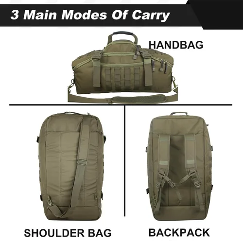Miniatura 3 de Mochila militar 3 en 1 bolsa de viaje para gimnasio de fin de semana, despliegue de entrenamiento de viaje, Verde, Bolsa de gimnasio 3 en 1