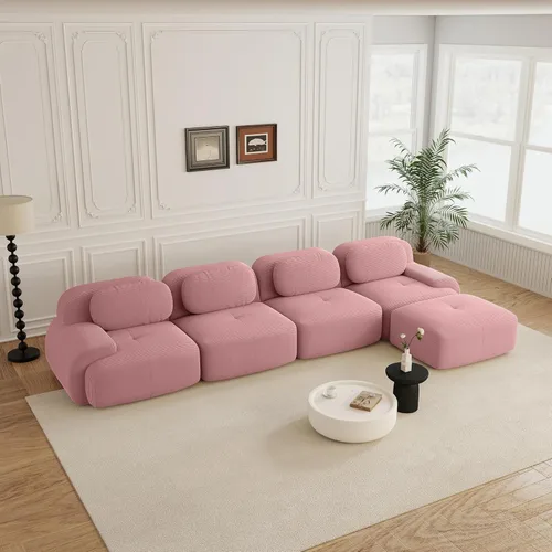 Miniatura 49 de Sofás modulares sin hueso de 152.8 pulgadas para sala de estar, sofá modular con diván en forma de L, cómodo asiento profundo tapizado de tela