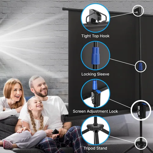 Miniatura 5 de Pyle Pantalla de proyector portátil de 80 pulgadas con soporte de trípode, pantalla enrollable plegable de configuración rápida con superficie