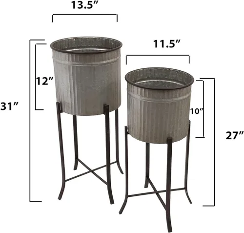 Miniatura 3 de Creative Co-Op Set de 2 Macetas de Hierro con Soportes
