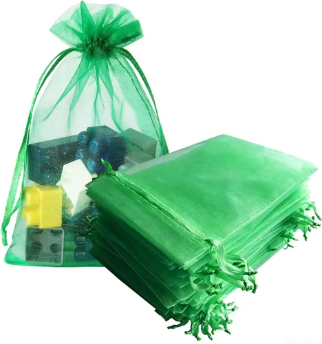Miniatura 13 de 50 bolsas para envolver regalo de 5 x 7 pulgadas, tela de tul transparente de organza, bolsa de cordón blanco para baby shower, fiesta