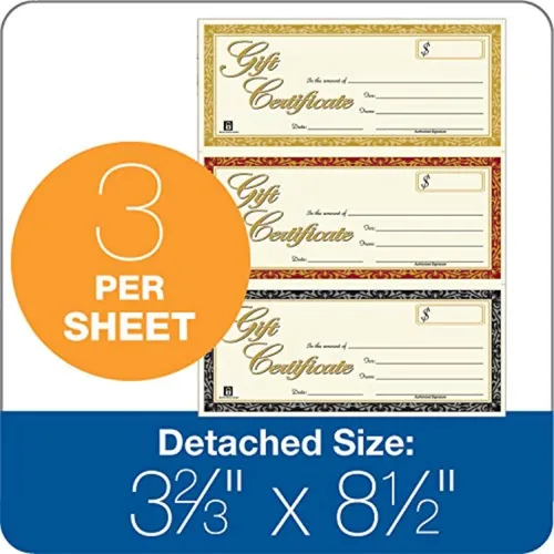 Miniatura 2 de Adams Certificados de regalo, compatible con láser/inyección de tinta, 3 unidades, 30 por paquete con sobres (GFTLZ), color blanco