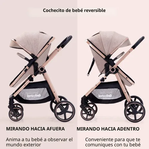 Miniatura 3 de Lortsybab Cochecito de bebé 2 en 1 - Cochecito plegable infantil para recién nacidos con asiento reversible - Cochecitos para niños pequeños de 0 a