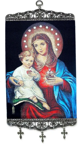 Miniatura 3 de Religious Gifts Tapiz con diseño de Virgen María y Nuestra Señora del Monte Carmelo de 18 pulgadas