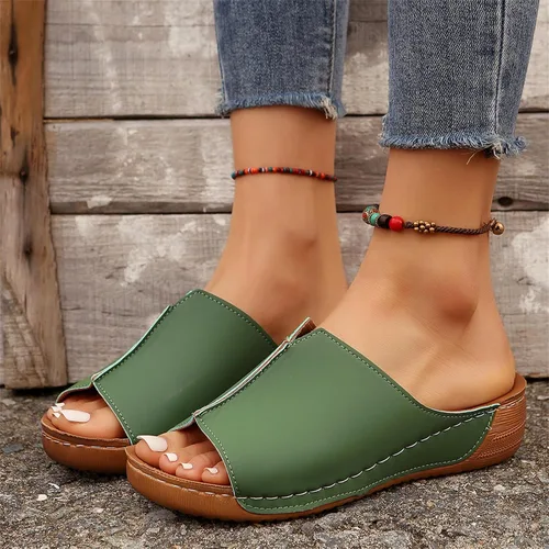Miniatura 5 de Sandalias ortopédicas para mujer, plataforma elegante, sandalias ortopédicas con soporte de arco para pies planos, cómodos para caminar 2026 Verde