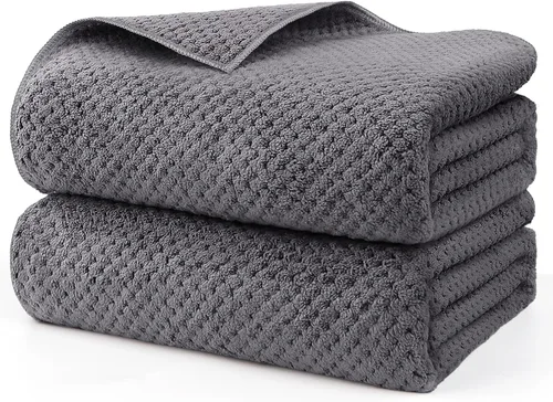 Miniatura 14 de HOMEXCEL Juego de Sábanas de Baño Toallas Paquete de 2 (35 x 70 Pulgadas), Toallas de Baño Ultra Suaves para Baño, Toallas Ligeras y de Secado Negro