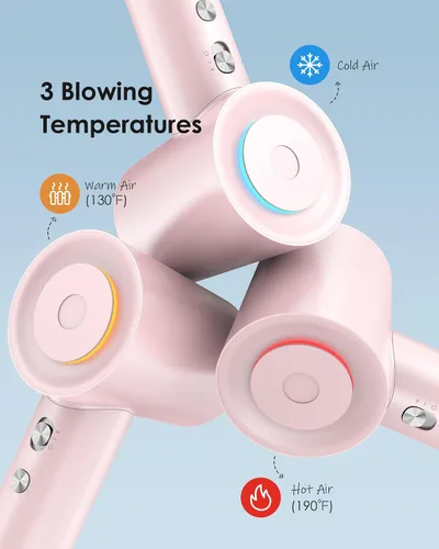 Miniatura 4 de Secador de pelo, secadora de iones negativos, motor sin escobillas de 110, 000 RPM, 3 ajustes de calor, boquilla magnética giratoria de 360°