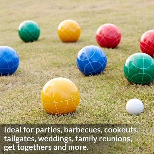 Miniatura 7 de ApudArmis Juego de bolas de bochas, juego de bochas familiares para patio trasero, césped, playa, juego de 8 bolas de poliresina, 1 funda