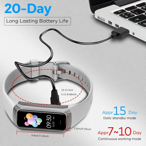Miniatura 8 de Rastreador de actividad física para hombres y mujeres, reloj inteligente con presión arterial, frecuencia cardíaca, temperatura corporal y monitor
