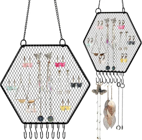 Jetec 2 piezas Organizador de aretes para pared, organizador de aretes montado en la pared, soporte de joyería colgante decorativo con forma de
