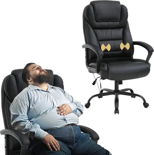 Miniatura 9 de Silla de oficina grande y alta para personas pesadas, 500 libras, silla de computadora de piel sintética, silla de escritorio de masaje, silla