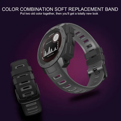 Miniatura 4 de ANCOOL Compatible con Garmin Instinct 2 Band, correa de silicona suave de repuesto para Garmin Instinct Tide/Esports/Solar/Smartwatches tácticos