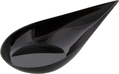 Miniatura 4 de 240 cucharas de plástico para aperitivo de lágrima, color negro para servir postres, pasteles, aperitivos, porciones pequeñas, reutilizables