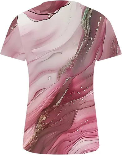 Miniatura 131 de Summer Shirts for Women 2025 Plus Size Short Sleeve Henley Tops Marble Floral Loose Tshirt Tee Casual Dressy Tunics