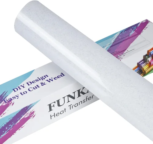 Miniatura 18 de FUNKAKA Rollos de vinilo de transferencia de calor HTV negro con purpurina, vinilo de poliuretano para planchar de 12 pulgadas x 25 pies