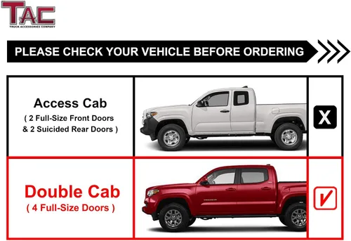 Miniatura 4 de Estribos TAC Compatible con Toyota Tacoma 2005-2023 Doble Cabina, Escalones del Rocker, Escalones Laterales para Camioneta, Barras Nerf, Armadura