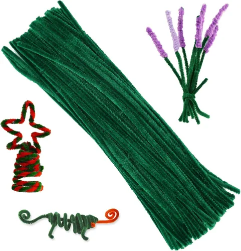 100 piezas de tallos de chenilla para limpiadores de tuberías, juego de limpiadores de tubería verde para manualidades de bricolaje (verde)
