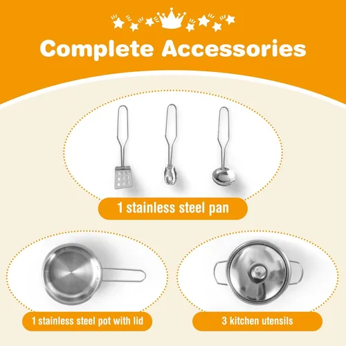 Miniatura 3 de HONEY JOY Juego de cocina esquinera para niños, cocina de madera para niños pequeños, dispensador de agua, microondas, campana extractora