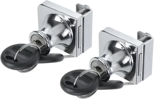 Miniatura 17 de Cerradura de vitrina sin taladro para vidrio de 0.2 a 0.3 pulgadas, llave igual, montaje puerta a puerta, 2 juegos ovalados cromados de 3.35 x 1.49