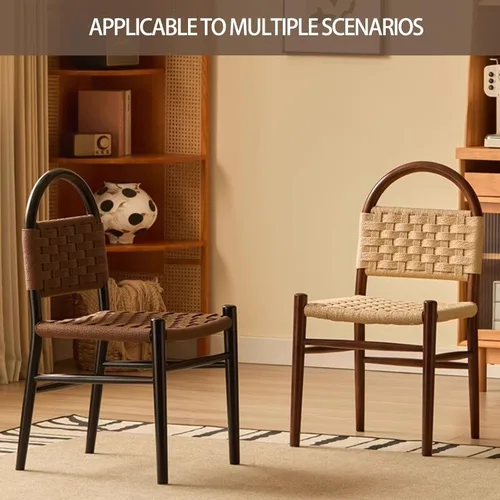 Miniatura 8 de Rattan Dining Room Chairs Wooden, Woven Kitchen Chairs, Dining Room Chair with Wood Legs, Vanity Chair,Armless Side Chair for Home Bar Restaurant