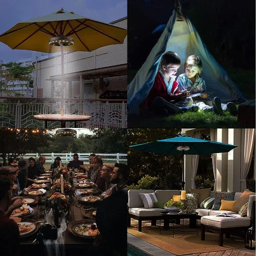Miniatura 4 de Luz para paraguas, 3 brillo, 200 lúmenes, modos inalámbricos, 28 luces LED, 4 pilas AA, luz de poste de sombrilla para sombrillas de patio, tiendas