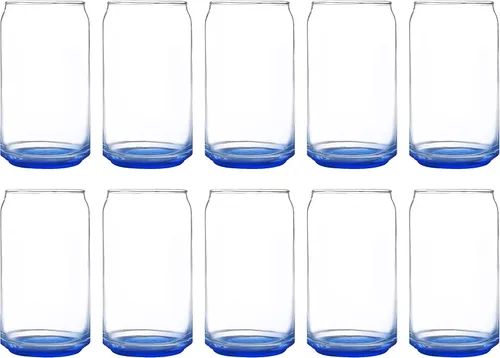 Miniatura 19 de Juego de 10 vasos de lata de cerveza personalizados, 16 onzas, tamaño de pinta, texto promocional, logotipo, forma de lata de soda, cristalería