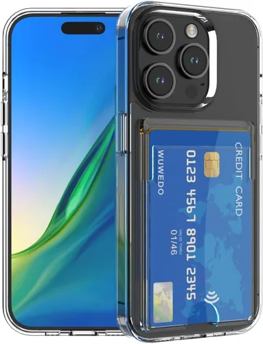 Miniatura 27 de 【Actualización】 Funda tipo cartera transparente para iPhone 13, antiamarilleo, delgada, parachoques de TPU + funda trasera de policarbonato con 2
