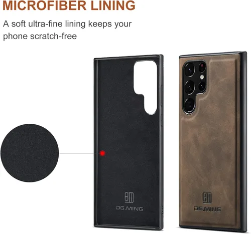 Miniatura 6 de Funda de cuero para Samsung Galaxy S22 Ultra 2 en 1 Funda magnética desmontable de protección trasera Funda delgada para teléfono con tarjetero Café