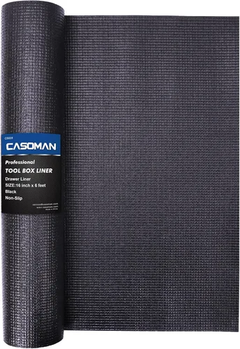 Miniatura 8 de CASOMAN Revestimiento profesional para caja de herramientas y cajón, 24 pulgadas x 24 pies, tapete de goma de espuma antideslizante de fácil corte