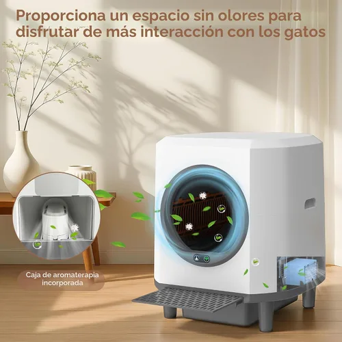 Miniatura 5 de Caja de arena autolimpiante para varios gatos, caja de arena automática para gatos de 90 litros, controlada por aplicación, protección de seguridad