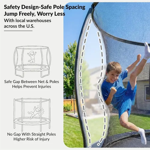Miniatura 3 de ACWARMHOME Trampoline Outdoor 16FT 15FT 14FT 12FT 10FT 8FT with Enclosure, Non-Slip Ladder & Anti-Rust Coated Frame, Backyard Large Recreational