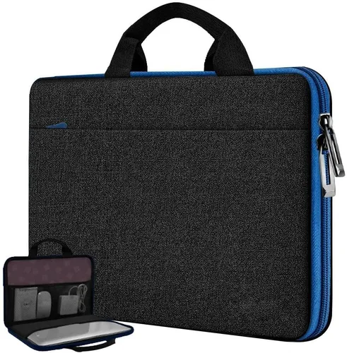 Miniatura 8 de Hseok Funda para laptop de 13.3 a 14 pulgadas, portafolios de 180 grados resistente al agua y a los golpes con forro de terciopelo suave, compatible