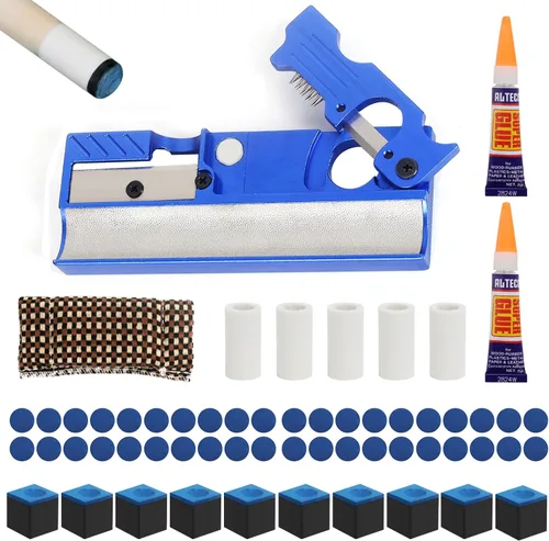 Miniatura 10 de Vefungyan Kit de reemplazo de puntas de taco de billar: Herramienta de reparación de puntas de taco de billar 11 en 1 con 20 puntas de taco