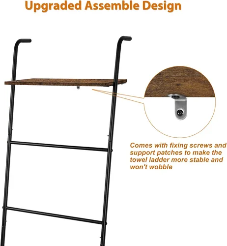 Miniatura 5 de Vrisa Estante de manta de metal de 5 niveles con estante de almacenamiento de toallas de baño para baño, colcha, dormitorio, sala de estar, piscina