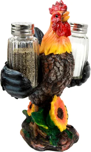 Miniatura 5 de Ebros Country Farm Barnyard Alpha Rooster - Juego de salero y pimentero, juego de figuras de girasol, aves de corral, pollo, condimentos decorativos