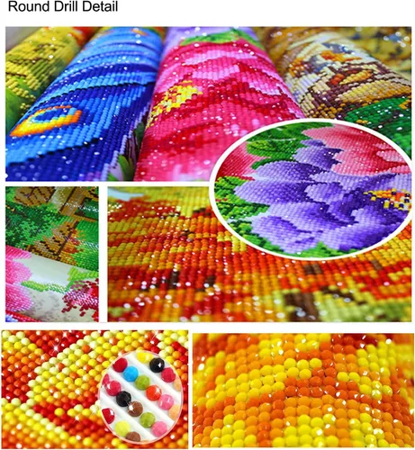 Miniatura 5 de GELANYOUPIN Pintura de diamantes de imitación redonda 5D para manualidades, diseño de barco de paisaje, punto de cruz, cuentas de bordado
