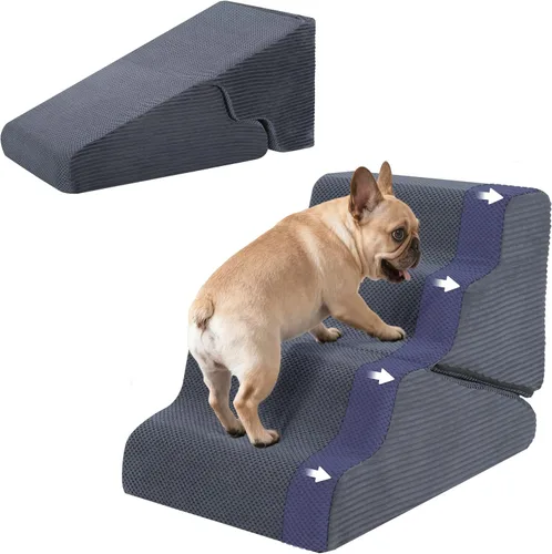Miniatura 16 de Rampa para perros para cama, escaleras para perros de 16.5 pulgadas de alto para cama alta, escalones para mascotas 2 en 1 para perros pequeños