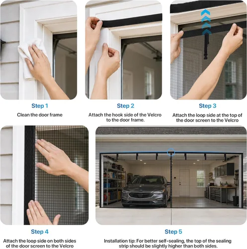 Miniatura 7 de Heavy Duty Garage Screen Door for 1 Car Garage Pull Down, LOVIGA 8×7FT Magnetic Fiberglass Garage Door Screen Garage Net Screen with Magnet