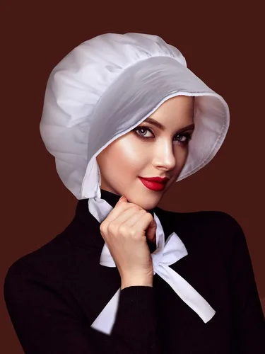 Miniatura 6 de SATINIOR Disfraz de peregrina de Halloween para mujer, delantal retro de cintura blanca con bolsillos para recuerdos de fiesta de Navidad