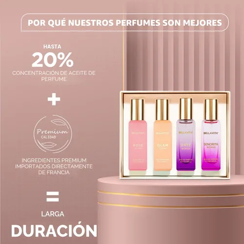 Miniatura 7 de Bellavita - Set de regalo de perfume de lujo para mujer con rosa, senorita, fecha y glamour, 2.7 fl oz, perfume para mujer, pimienta rosa, yuzu