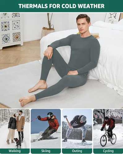 Miniatura 4 de INNERSY Conjunto de ropa interior térmica para hombre, ligero, capa base, pantalones largos para ejercicio de invierno